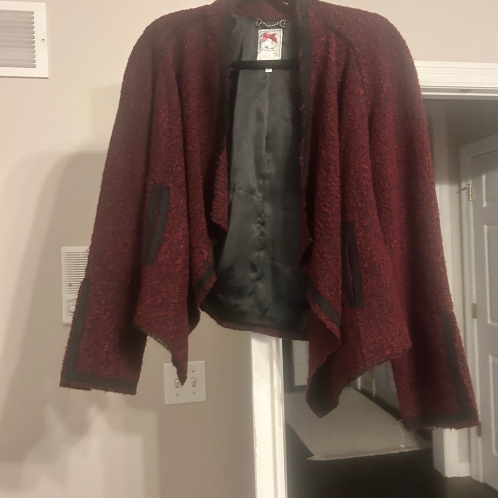 Yoana Baraschi Deep Red Open Front Sweater